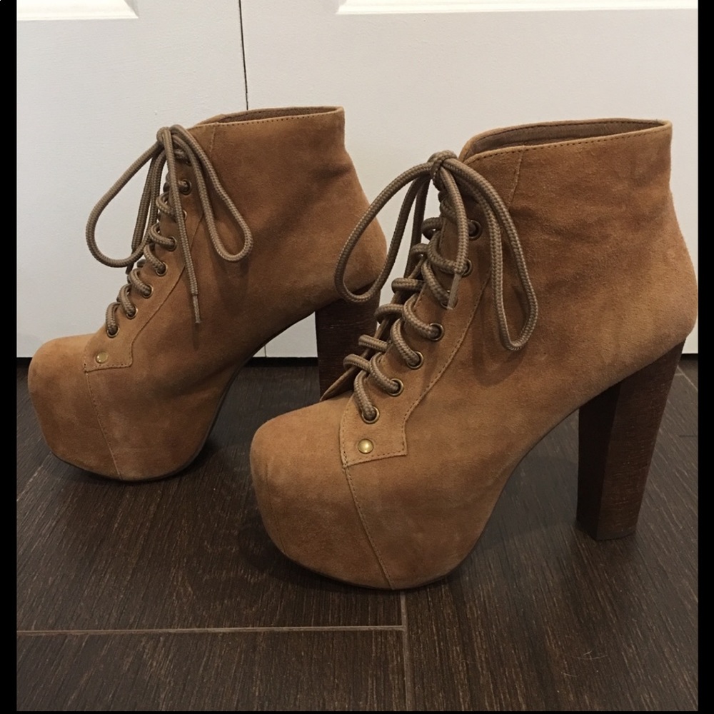 Jeffery Campbell Tan Suede Lita Booties